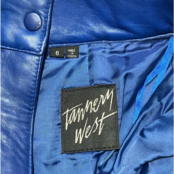 Vintage 80s High Waisted 100% Leather Blue Bermudas Shorts Size 6 Zipped Closure - Picture 10 of 12